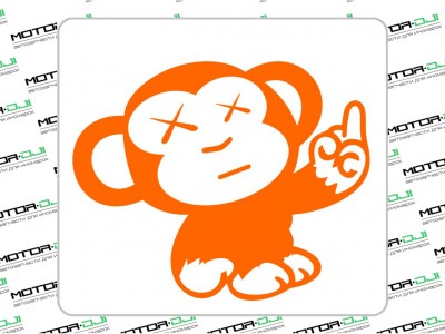 Наклейка "Слепая обезьяна,М (оранжевый, 21х23см) - фото №1