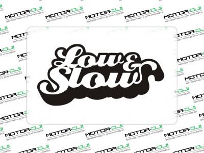 Наклейка "Low&Slow",M (белый, 12х22см) - фото №1