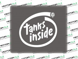 Наклейка "Tanks Inside", XS (белый, 7х8см) - фото 1