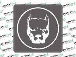 Наклейка "Питбуль в круге", S (белый, 11х12см) - фото 1